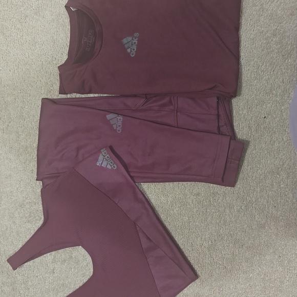 Adidas Woman's 3 Piect Set - Sports Bra, Leggings And Long Sleeve Shirt